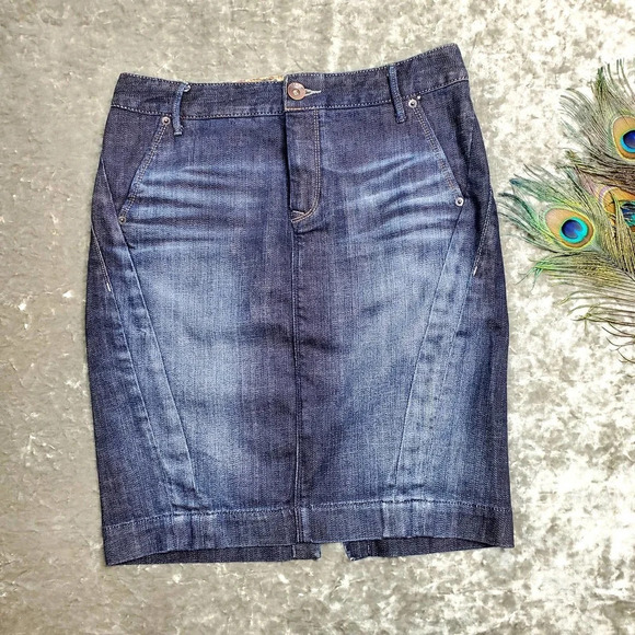 X2 Quality Denim Pencil Distressed Skirt - Picture 1 of 11